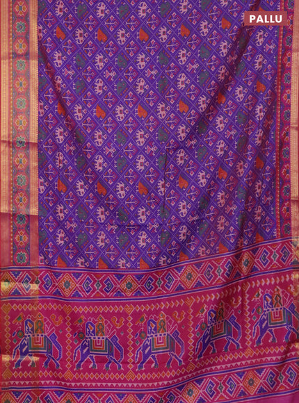 Purple semi tussar saree with matching Neck piece