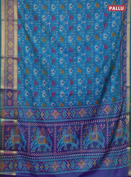 Teal blue semi tussar saree with matching Neck piece