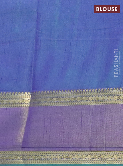 Teal blue semi tussar saree with matching Neck piece