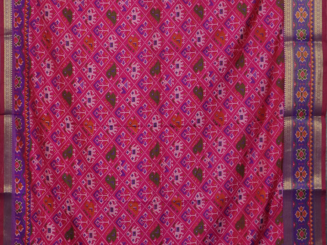 Pink semi tussar saree with matching Neck piece