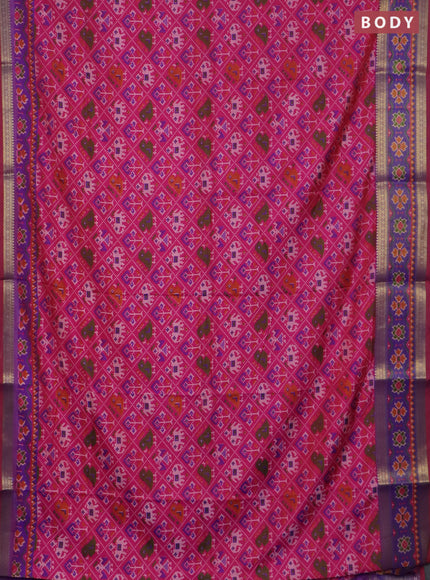 Pink semi tussar saree with matching Neck piece