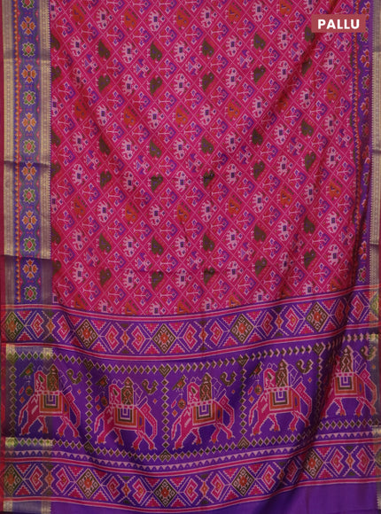 Pink semi tussar saree with matching Neck piece