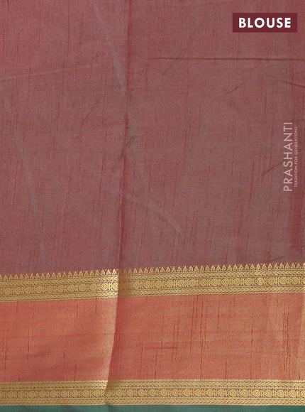 Bottle green semi tussar saree with matching Neck piece