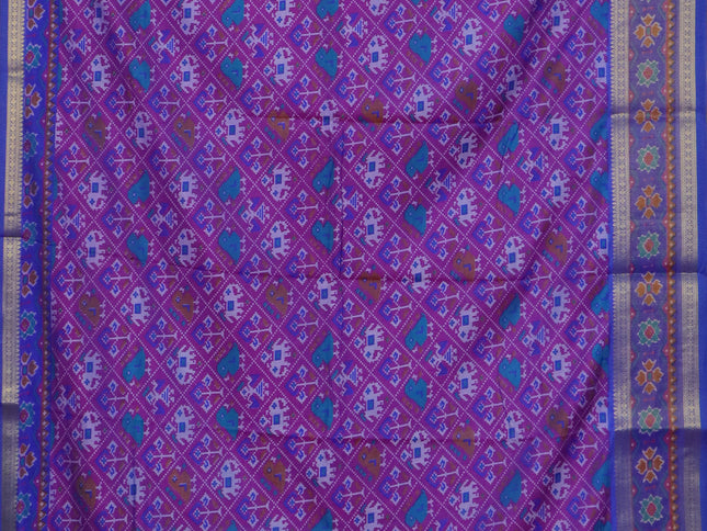 Purple semi tussar saree with matching Neck piece