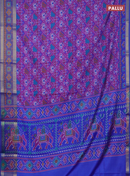 Purple semi tussar saree with matching Neck piece