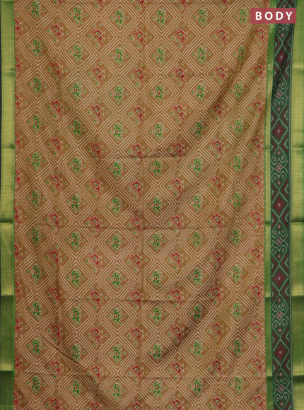 Sandal semi tussar saree with matching Neck piece
