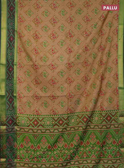 Sandal semi tussar saree with matching Neck piece