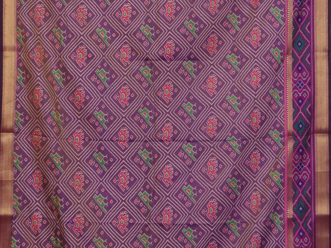 Purple shade semi tussar saree with matching Neck piece