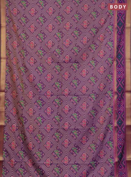 Purple shade semi tussar saree with matching Neck piece