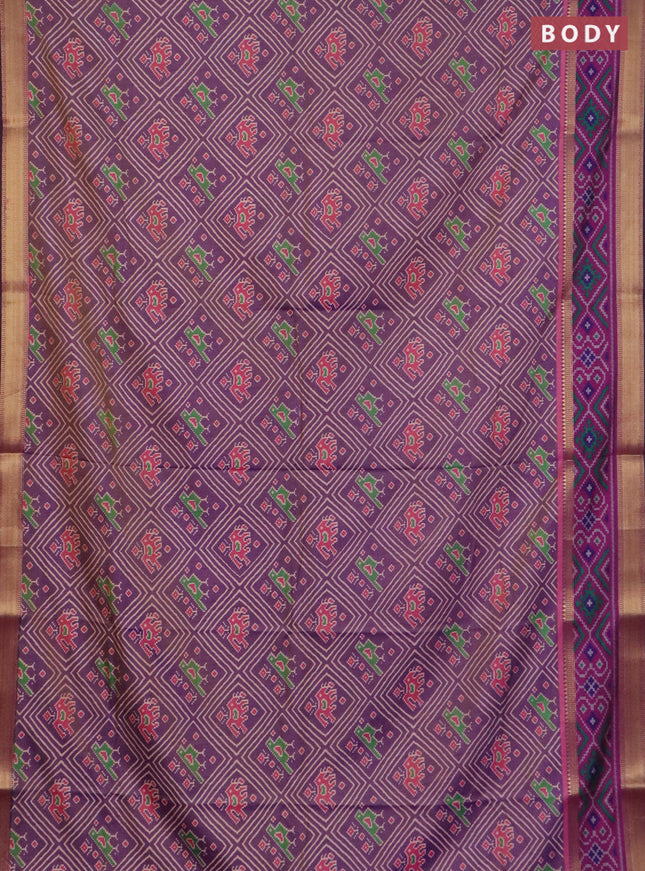Purple shade semi tussar saree with matching Neck piece