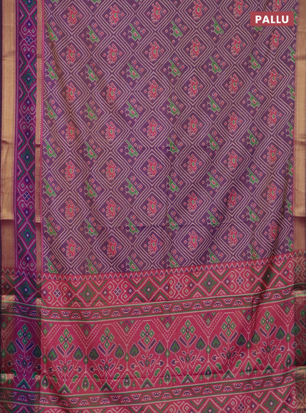 Purple shade semi tussar saree with matching Neck piece