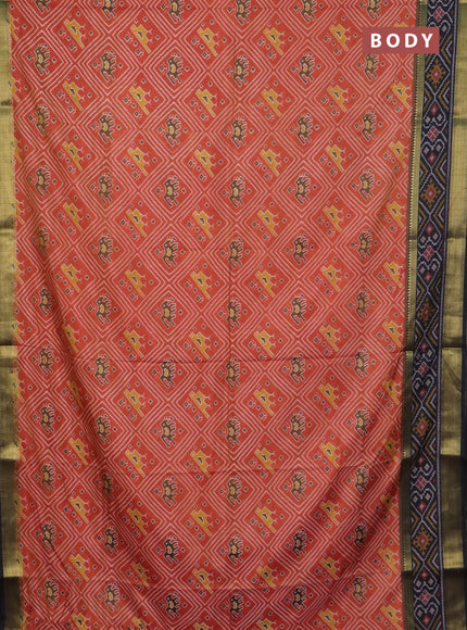 Rust shade semi tussar saree with matching Neck piece
