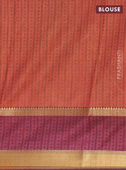 Mehendi green semi tussar saree with matching Neck piece