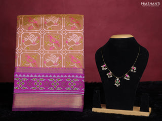 Sandal semi tussar saree with matching Neck piece