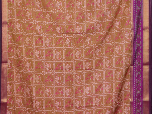 Sandal semi tussar saree with matching Neck piece