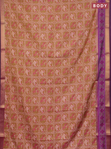 Sandal semi tussar saree with matching Neck piece