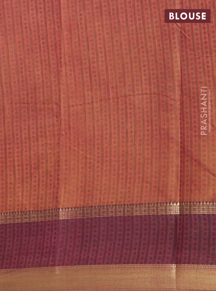 Mehendi green semi tussar saree with matching Neck piece