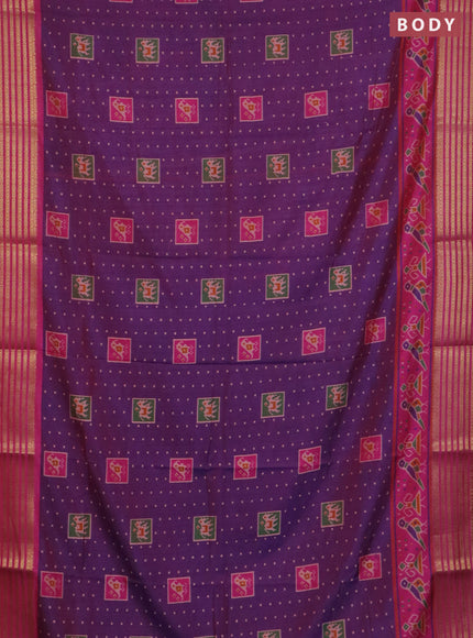 Dual shade of purple semi tussar saree with matching Neck piece