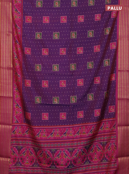 Dual shade of purple semi tussar saree with matching Neck piece