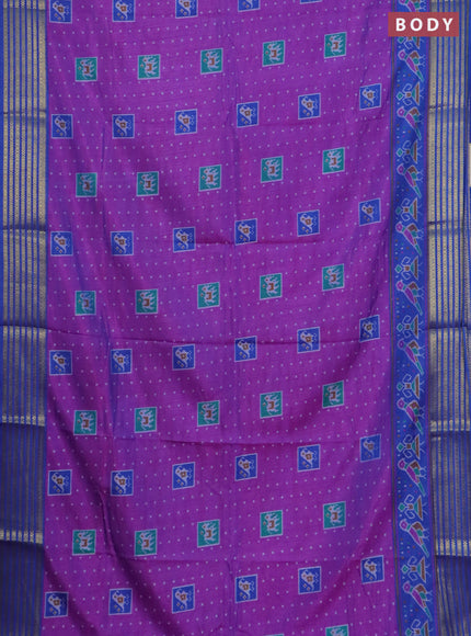 Purple semi tussar saree with matching Neck piece