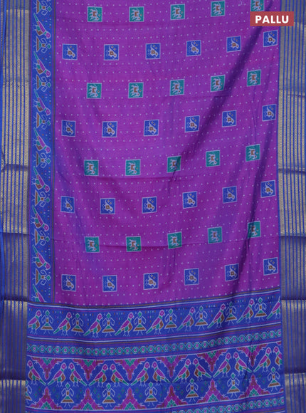 Purple semi tussar saree with matching Neck piece