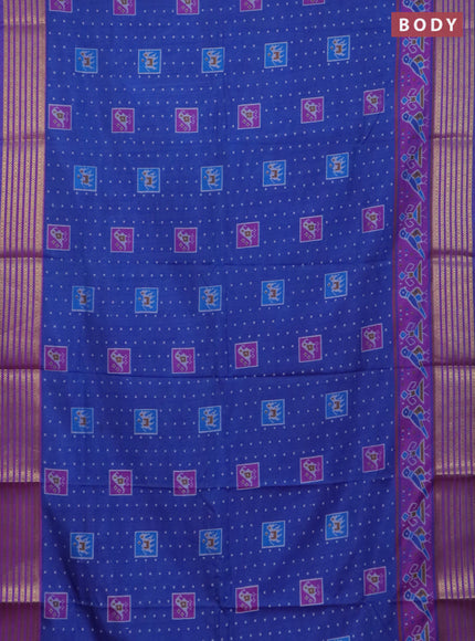 Blue semi tussar saree with matching Neck piece