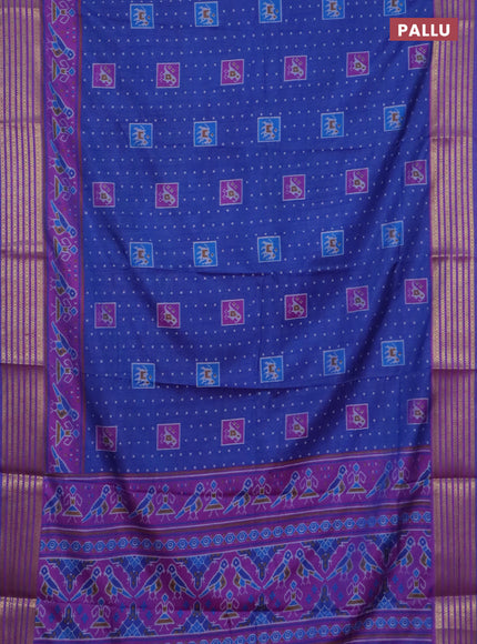 Blue semi tussar saree with matching Neck piece