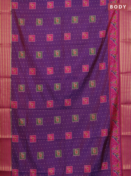 Purple semi tussar saree with matching Neck piece