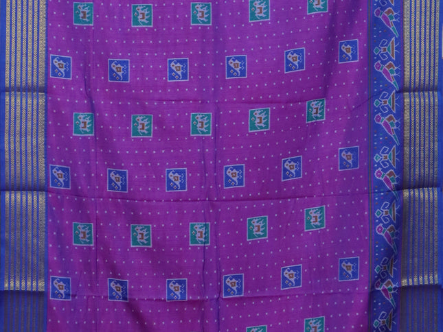 Purple semi tussar saree with matching Neck piece