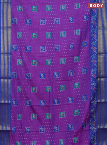 Purple semi tussar saree with matching Neck piece