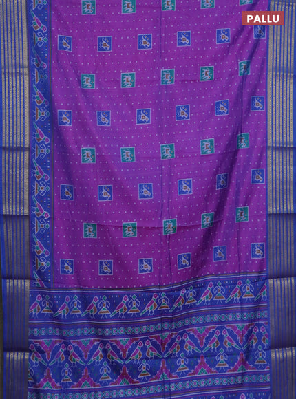 Purple semi tussar saree with matching Neck piece