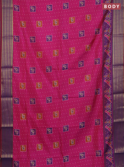 Pink semi tussar saree with matching Neck piece