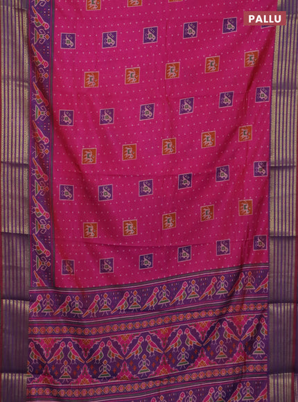 Pink semi tussar saree with matching Neck piece