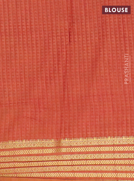 Mustar yellow semi tussar saree with matching Neck piece