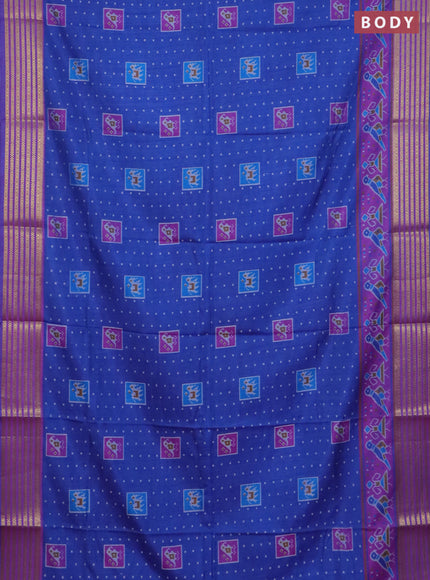 Blue semi tussar saree with matching Neck piece