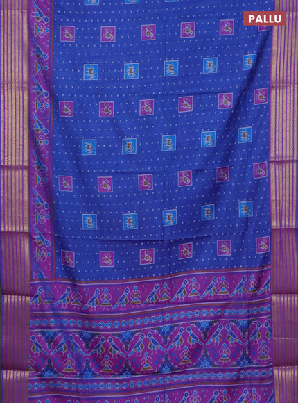 Blue semi tussar saree with matching Neck piece