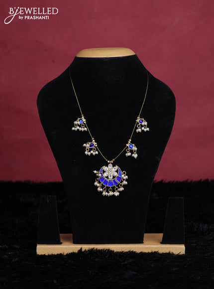 Blue semi tussar saree with matching Neck piece