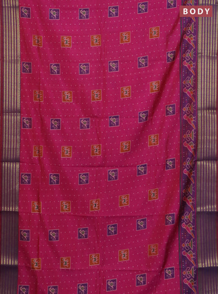Pink semi tussar saree with matching Neck piece