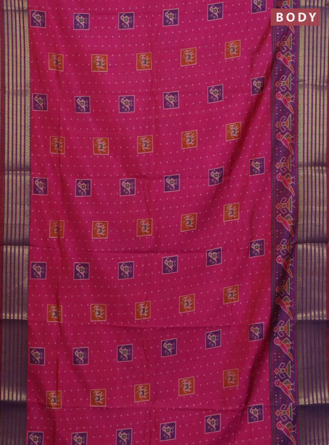 Pink semi tussar saree with matching Neck piece