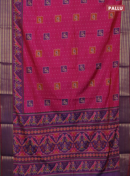 Pink semi tussar saree with matching Neck piece