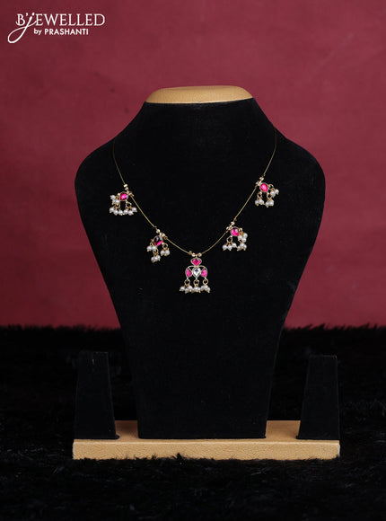 Pink semi tussar saree with matching Neck piece