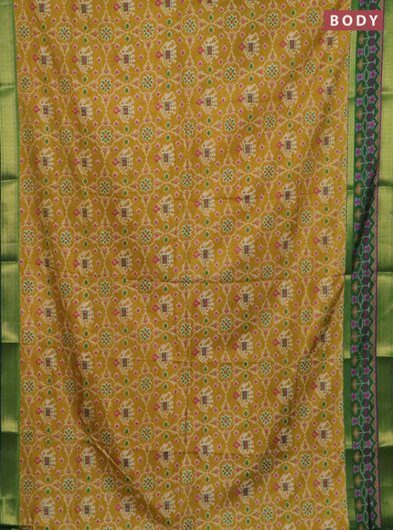 Dark mustard semi tussar saree with matching Neck piece