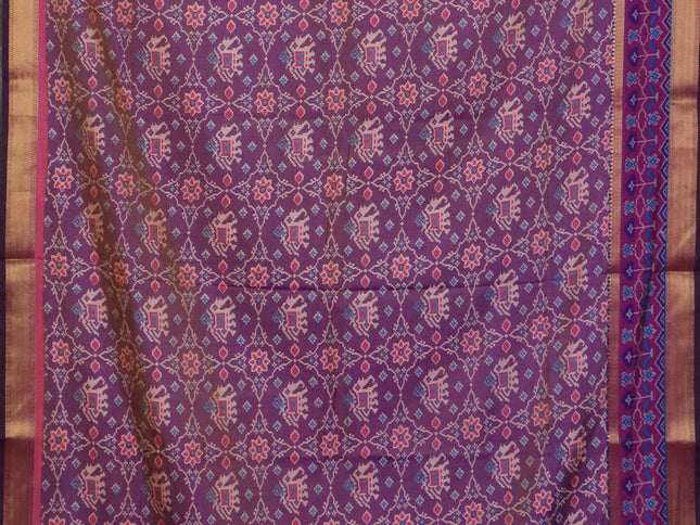 Dual shade of violet semi tussar saree with matching Neck piece