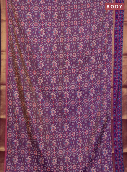 Dual shade of violet semi tussar saree with matching Neck piece