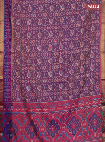Dual shade of violet semi tussar saree with matching Neck piece