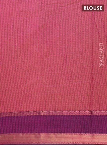 Dual shade of violet semi tussar saree with matching Neck piece