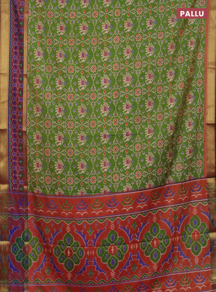 Green semi tussar saree with matching - Neck piece