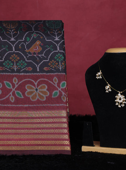 Black semi tussar saree with matching Neck piece