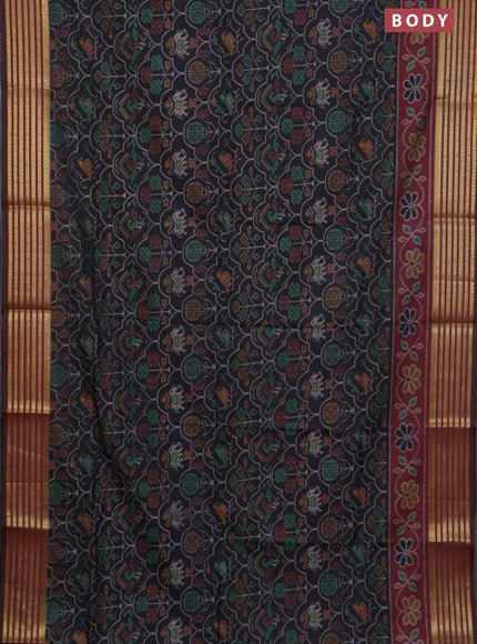 Black semi tussar saree with matching Neck piece
