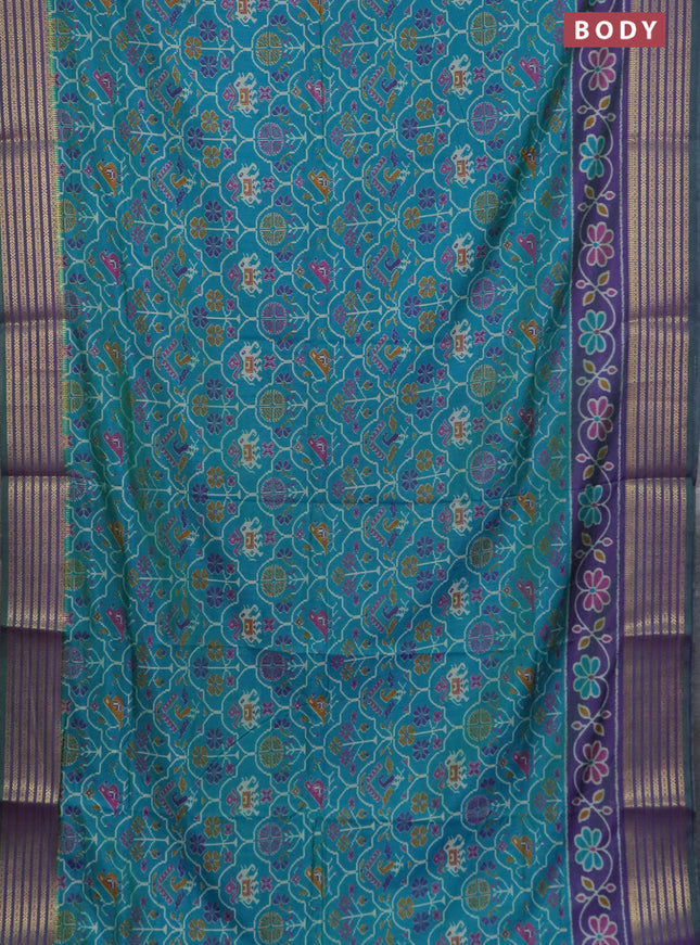 Teal green semi tussar saree with matching Neck piece